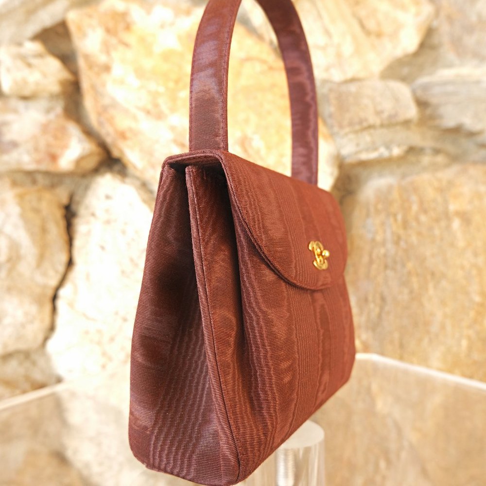 Vintage Chanel Brown Satin Top Handle Mini Purse Circa 1999 - Picture 3 of 7